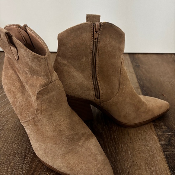 Tan "Suede" Booties - Picture 1 of 8